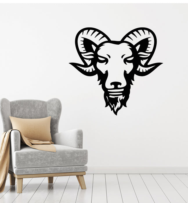 Vinyl Wall Decal Stylized Ram Head Sheep Animal Big Horn Stickers Mural (g6523)