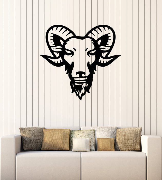 Vinyl Wall Decal Stylized Ram Head Sheep Animal Big Horn Stickers Mural (g6523)