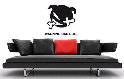 Wall Stickers Vinyl Decal Warning Bad Dog Guard Pet Animals Unique Gift ig1681