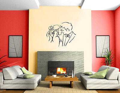 Happy Couple in Love Kisses Romance Wedding Decor Wall Mural Vinyl Sticker Unique Gift M563