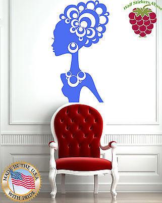Autocollant mural en vinyle noir sexy fille chaude cheveux spa salon de beauté cadeau unique z524 