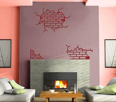 Brick Wall Crack Fracture Upban Decor Mural Wall Art Decor Vinyl Sticker Unique Gift z717