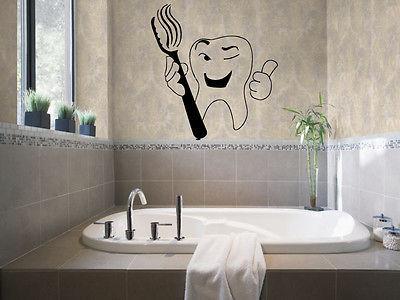 Smiling Tooth Bathroom Funny Children  Mural  Wall Art Decor Vinyl Sticker Unique Gift z713