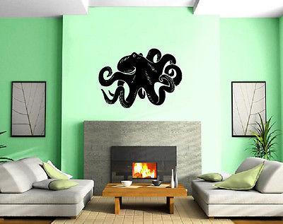 Octopus Silhouette Ocean Marine Sea Decor Wall Mural Vinyl Decal Sticker Unique Gift M493