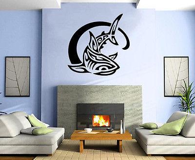 Requin et vague océan mer animal marin art décor mural vinyle autocollant cadeau unique M448