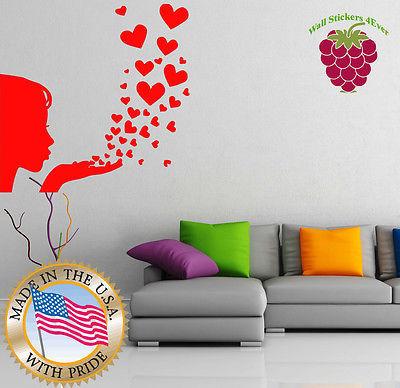 Wall Stickers Vinyl Decal Charming  Beautiful Attractive Girl With  Hearts Unique Gift z613