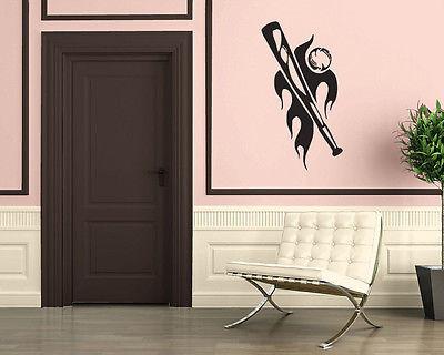 Fire Ball Baseball Bat Pellet Sport Mural Wall Art Decor Vinyl Sticker Unique Gift z315