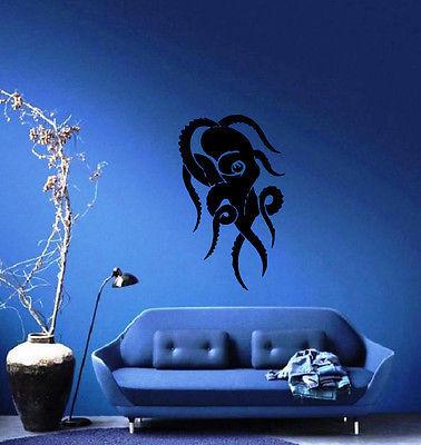 Octopus Silhouette Ocean Marine Sea Decor Wall Mural Vinyl Decal Sticker Unique Gift M492