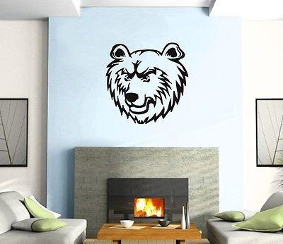 Wall Sticker Vinyl Decal Bear Head Predator  Animal  Decor Mural Unique Gift z385