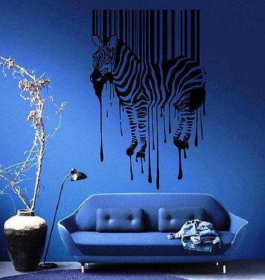 Wall Stickers Vinyl Decal  Zebra Bar code Smudge African Striped Unique Gift AnimalsEM307