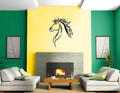 Mustang Horse Head Pony Stallion Silhouette Wall Mural Vinyl Art Sticker Unique Gift M537