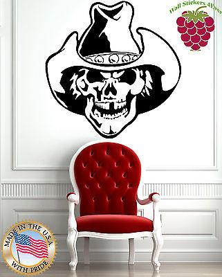 Vinyl Sticker Wall Art Decor Scary Smiling Skull Mexican Cowboy Unique Gift EM050