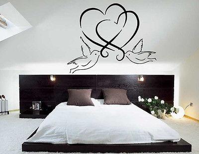 Hearts And Doves Love Marriage Wedding Decor Wall MURAL Vinyl Art Sticker Unique Gift z796