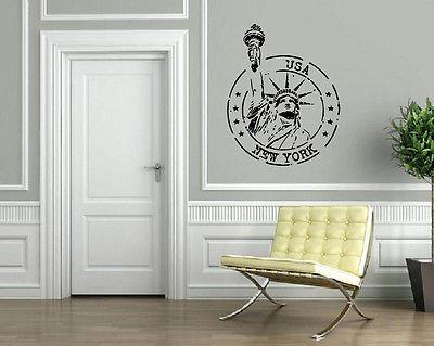 Grunge Rubber Stamp New York Statue of Liberty Wall Mural Vinyl Art Sticker Unique Gift M607