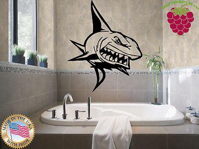 Wall Stickers Vinyl Decal Killer Shark Big Teeth Ocean Marine Predator  Unique Gift em218
