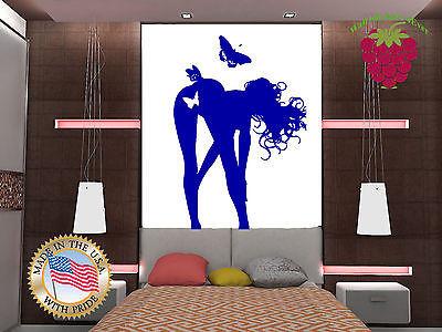 Wall Sticker Vinyl Decal Sexy Hot Girl Butterfly Hair Spa Beauty Salon z521 Unique Gift .