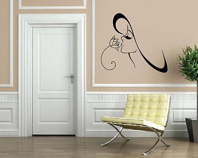 Beautiful Woman Face in Hat Flower Wall Decor Mural Vinyl Decal Art Sticker Unique Gift M630