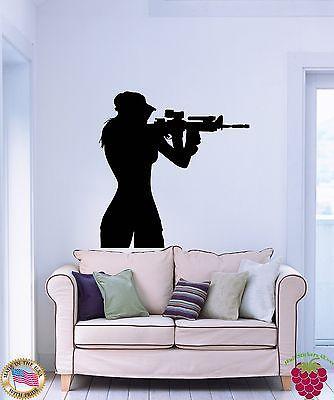 Wall Stickers Vinyl Decal Sniper Soldier Army Military Women Unique Gift z1121