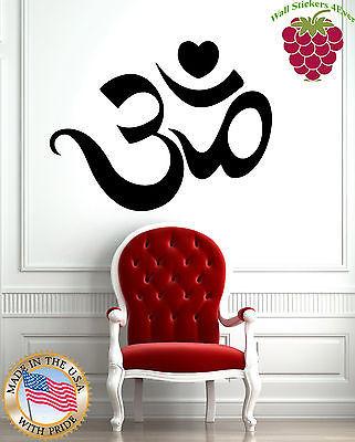 Wall Stickers Vinyl Decal Yoga Symbol Om with Heart Exercise Stretching EM545