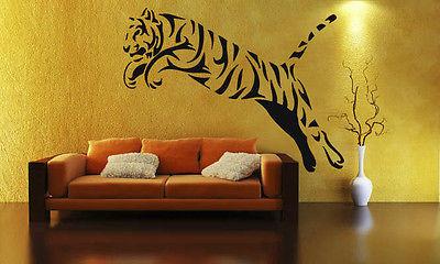 Jumping Tiger Predator AggressiveTribal Decor Wall MURAL Vinyl Art Sticker Unique Gift z785