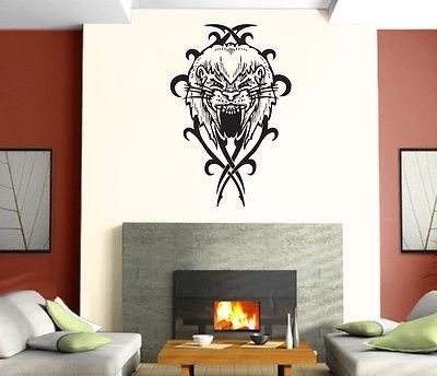 Lion Head Predator Aggressive Tribal  Mural  Wall Art Decor Vinyl Sticker Unique Gift z912