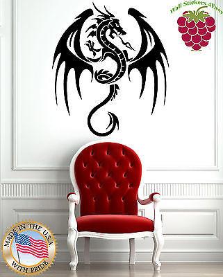 Wall Stickers Vinyl Decal Flying Dragon Spitting Fire Medieval Tales  Unique Gift EM479
