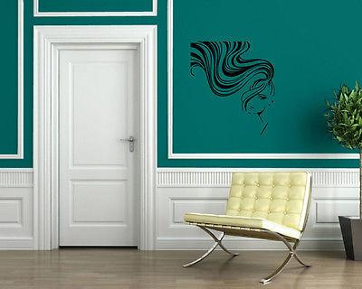 Sexy Woman Face Long Hair Ponytail Bangs Wall Decor Mural Vinyl Art Sticker Unique Gift M549