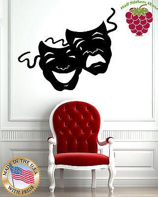 Wall Stickers Vinyl Decal Theatrical Masks Comedy and Tragedy Acting EM383
