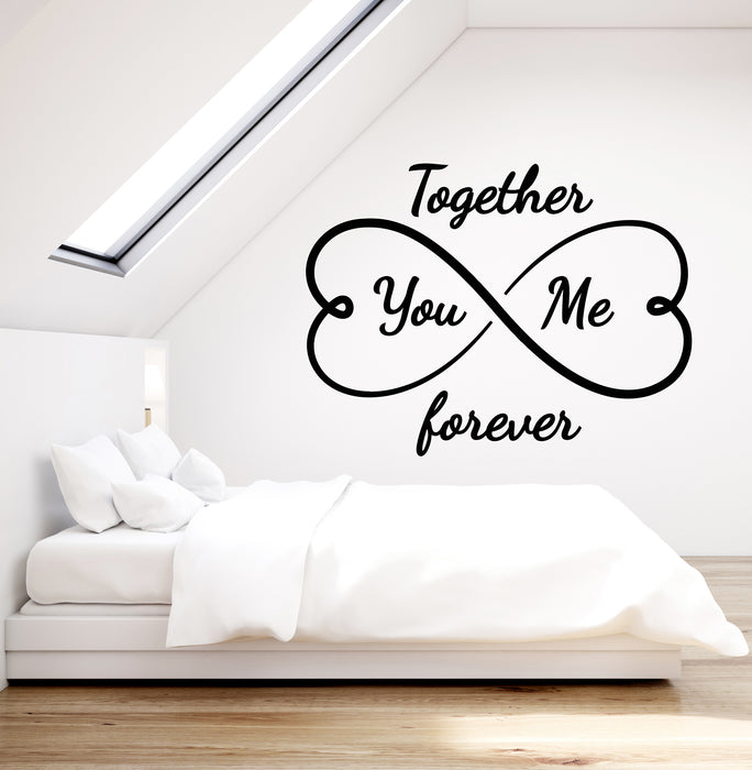 Vinyl Wall Decal You And Me Together Forever Infinity Bedroom Hearts Stickers Mural (g175)