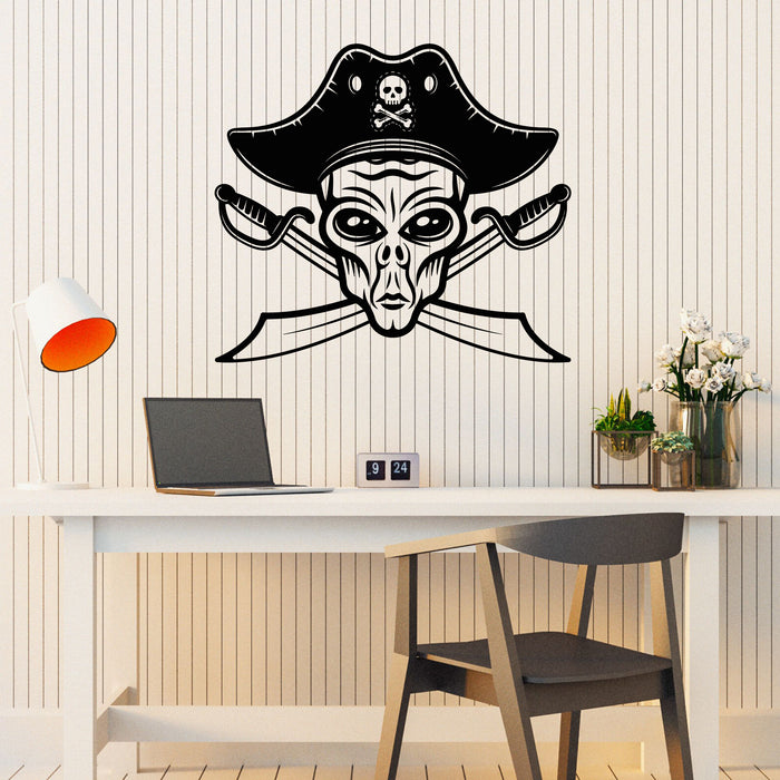 Vinyl Wall Decal Alien UFO Humanoid Pirate Hat Children Room Stickers Mural (g8241)