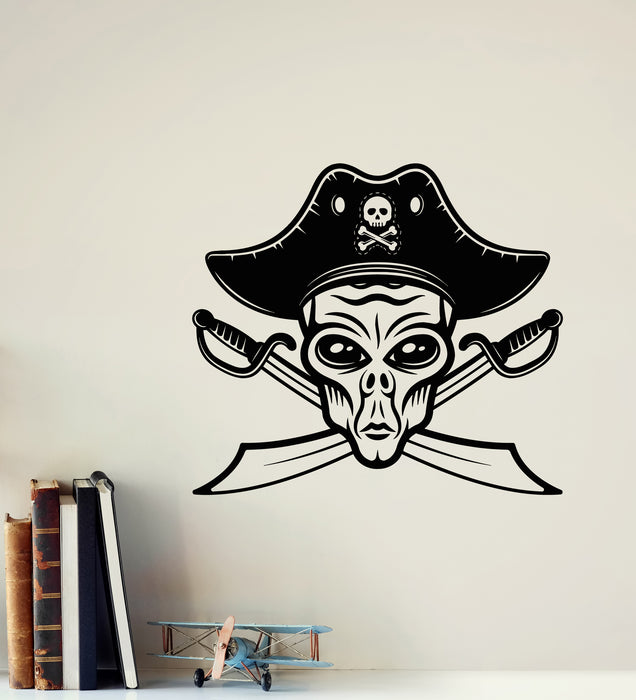 Vinyl Wall Decal Alien UFO Humanoid Pirate Hat Children Room Stickers Mural (g8241)