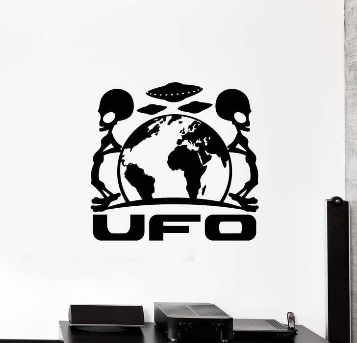 Vinyl Wall Decal Alien Space UFO Earth Planet Flying Saucers Stickers Mural (g1449)