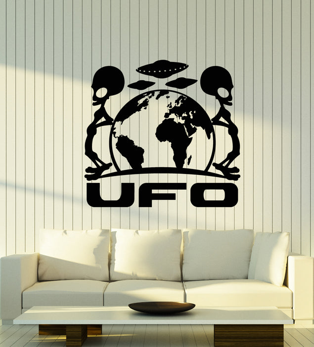 Vinyl Wall Decal Alien Space UFO Earth Planet Flying Saucers Stickers Mural (g1449)