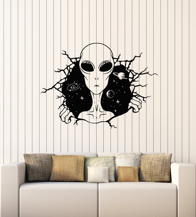 Vinyl Wall Decal Space Humanoid Alien Earth UFO Teen Room Stickers Mural (g4780)