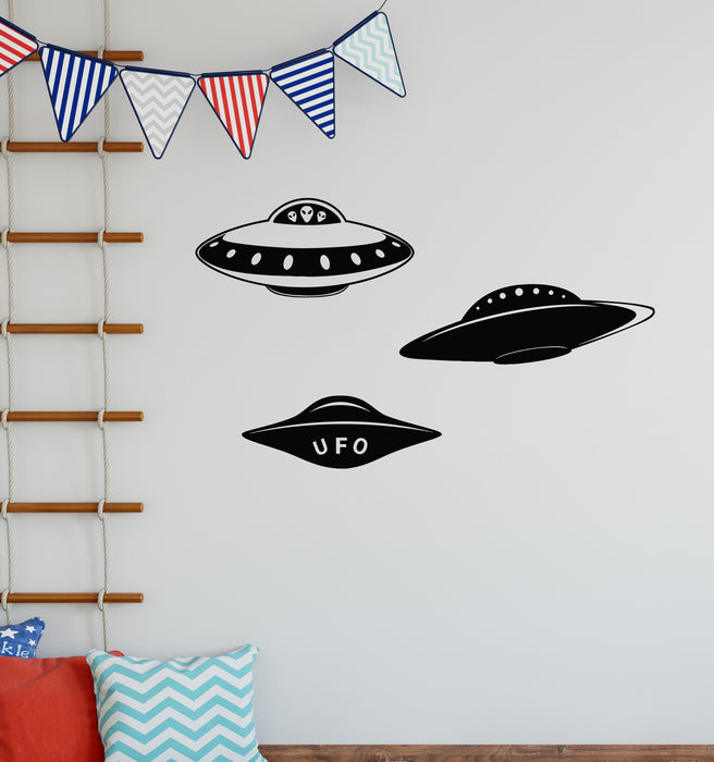 Autocollant mural en vinyle Flying UFO Alien Spaceship Universe Space Stickers Mural (g7391)