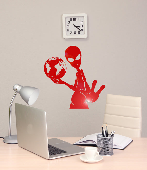 Vinyl Wall Decal Alien Earth UFO Teen Room Humanoid Stickers Unique Gift (ig4648)