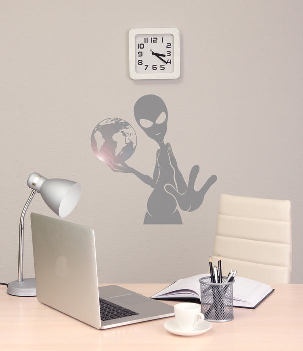 Vinyl Wall Decal Alien Earth UFO Teen Room Humanoid Stickers Unique Gift (ig4648)