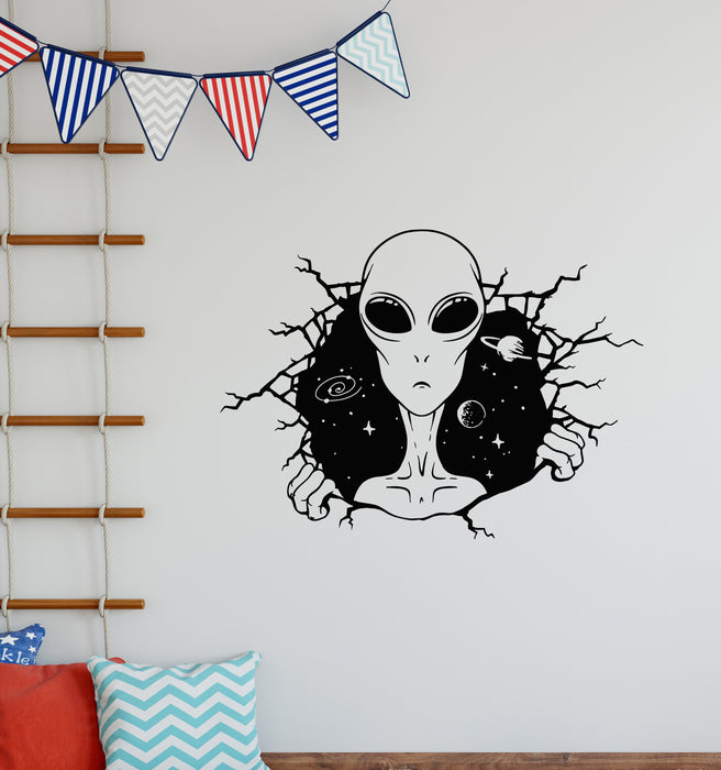 Vinyl Wall Decal Space Humanoid Alien Earth UFO Teen Room Stickers Mural (g4780)