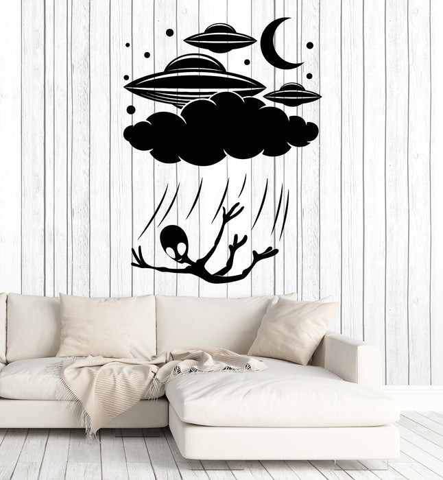 Vinyl Wall Decal Humanoid Alien UFOs Child Room Flying Saucers Stickers Mural (g4845)