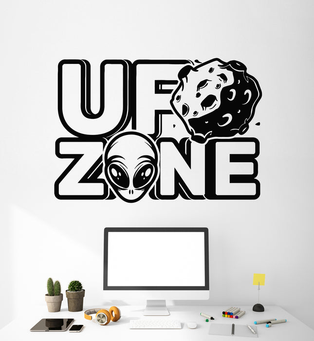 Vinyl Wall Decal Alien UFO Zone Space Humanoid Teenager Room Stickers Mural (g5253)