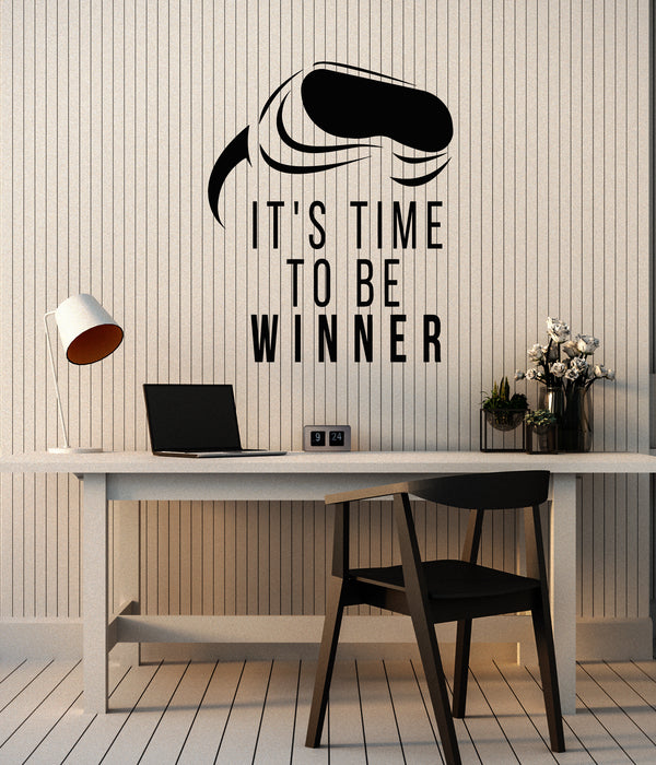 Vinyl Wall Decal Game Phrase Time To Winner VR Gamer Room Stickers Mural (g7651)