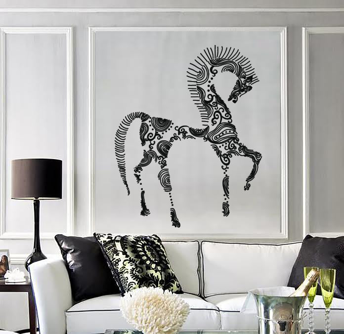 Vinyl Decal Wall Sticker Abstract Lines Sketch Beautiful Horse Decor Unique Gift (n1446)
