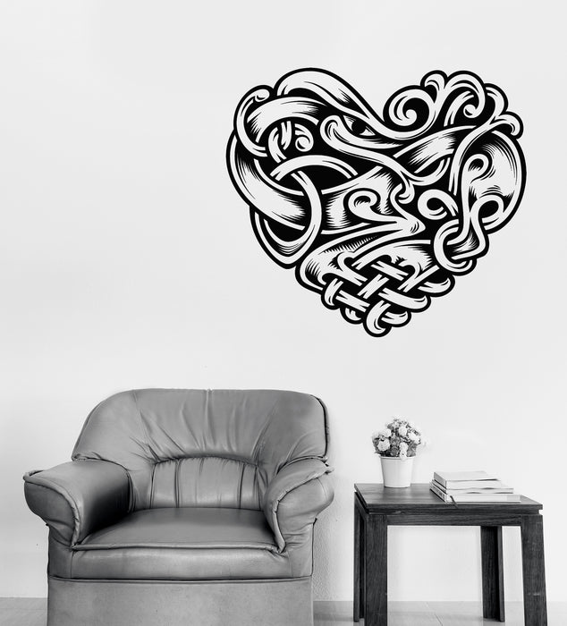 Vinyl Wall Stickers Decal Celtic Carved Pattern in the Shape of Heart Unique Gift (n1371)