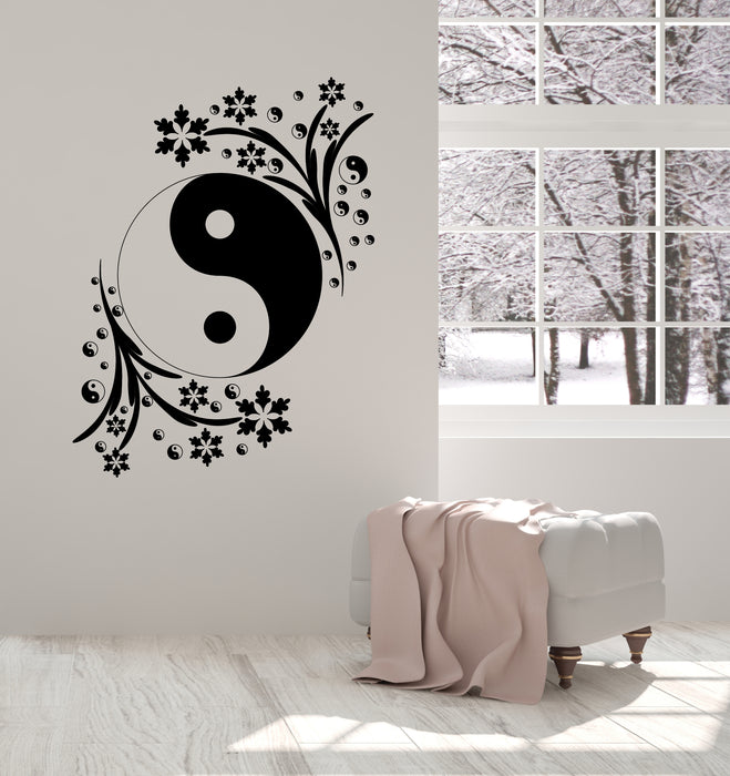 Vinyl Wall Decal Black White Yin Yang Circle Symbol Yoga Studio Sticker Unique Gift (n1430)