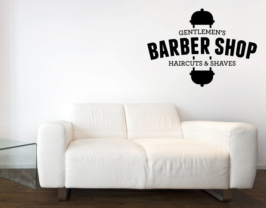 Wall Vinyl Decal Sticker Moustache Haircut Shave Barber Gentlemens Salon Unique Gift (n1541)