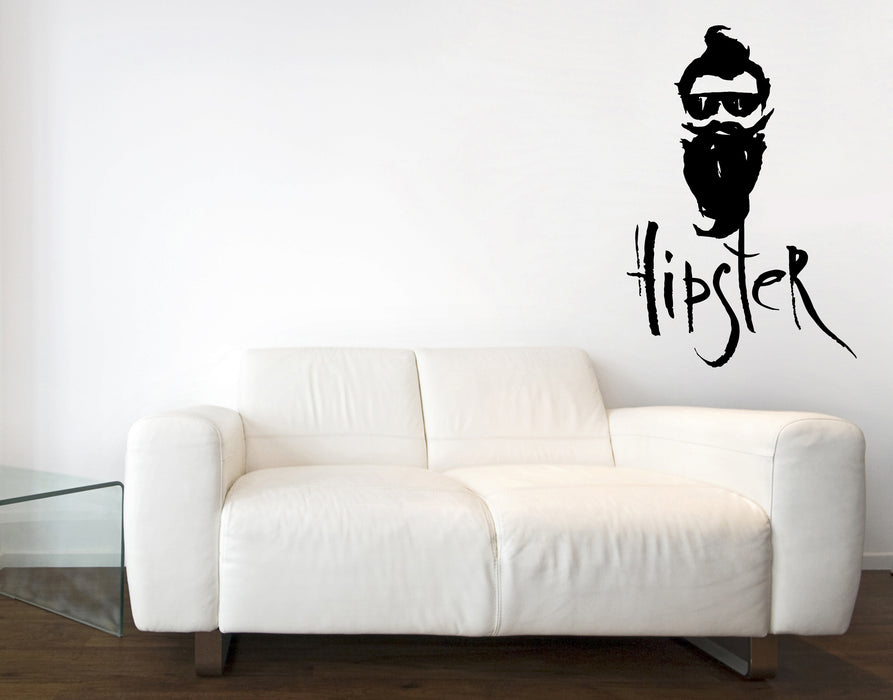 Wall Vinyl Decal Sticker Fashionable Man Hipster Barber Shop Logo Unique Gift (n1593)
