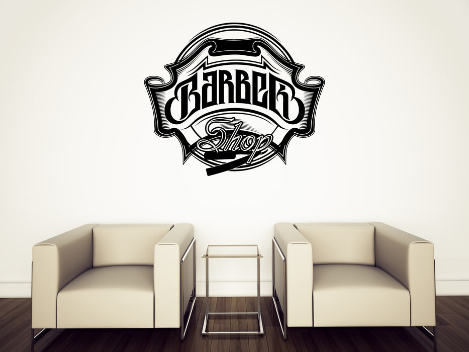 Wall Vinyl Decal Sticker Moustache Haircut Shaves Barber Shop Logo Unique Gift (n1557)