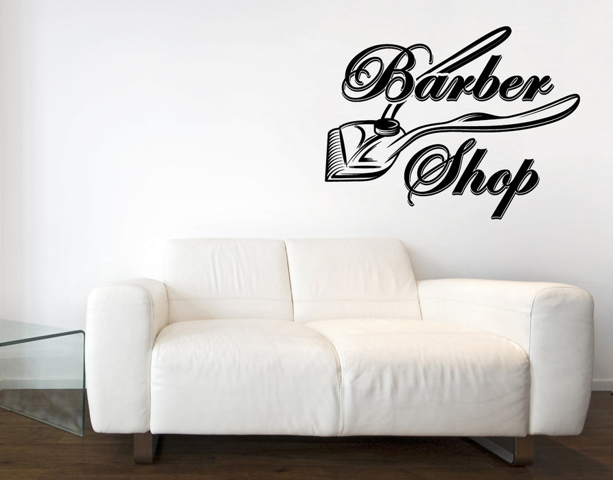 Vinyl Decal Wall Sticker Logo Barber Shop Moustache Haircut Shaves Unique Gift (n1560)
