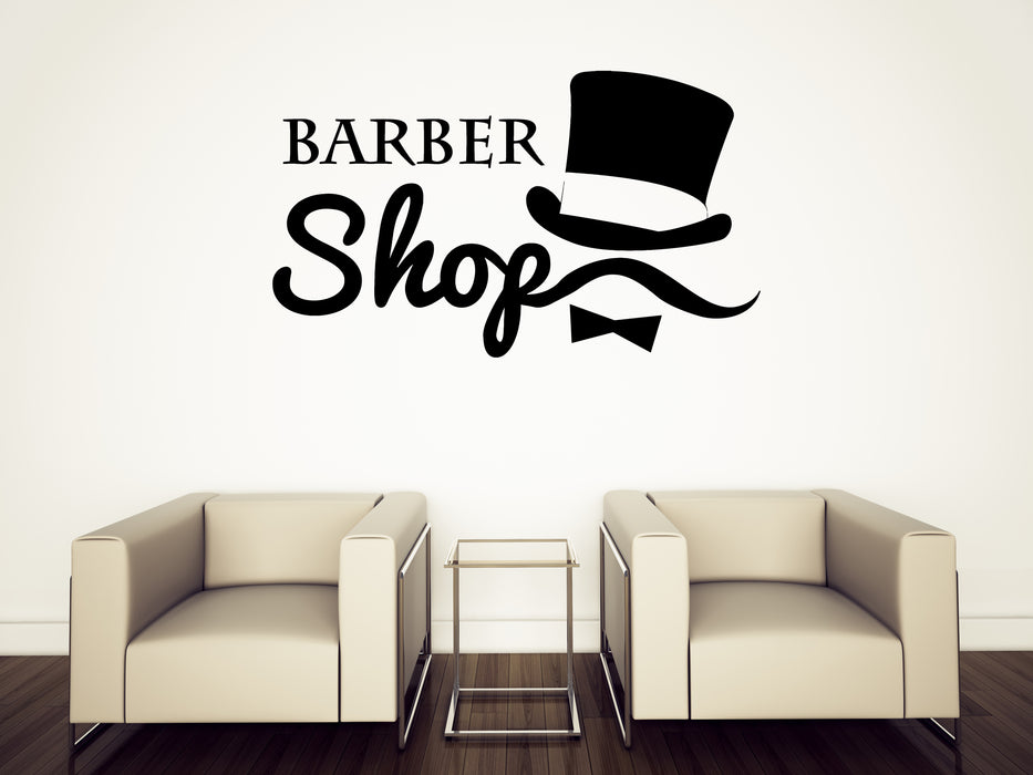 Vinyl Decal Wall Sticker Logo Barber Shop Moustache Haircut Shaves Unique Gift (n1564)