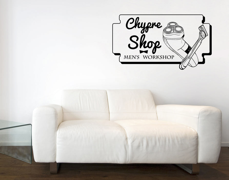 Vinyl Decal Wall Sticker Logo Barber Shop Moustache Haircut Shaves Unique Gift (n1565)